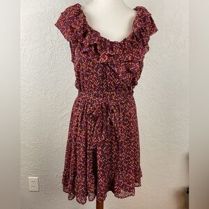 Women’s Olsenboye Ditzy Floral Ruffle Dress Tie Belt Size XL